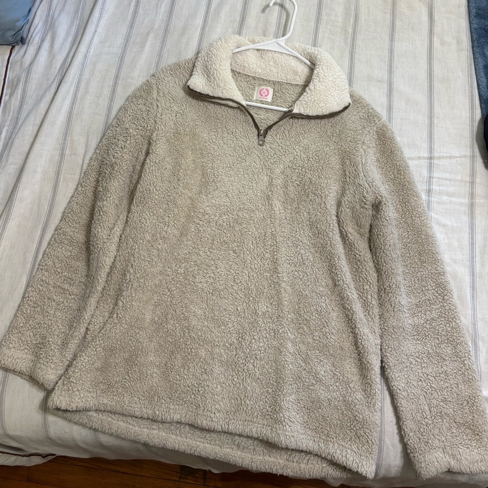 Cozy Tan Sherpa Pullover